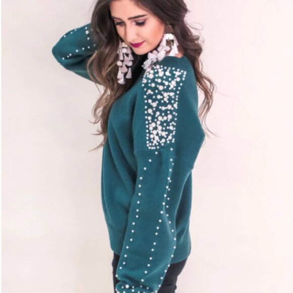 Demi Pearl Sweater 143 Story by Line Up Green Size Small - Picture 5 of 6